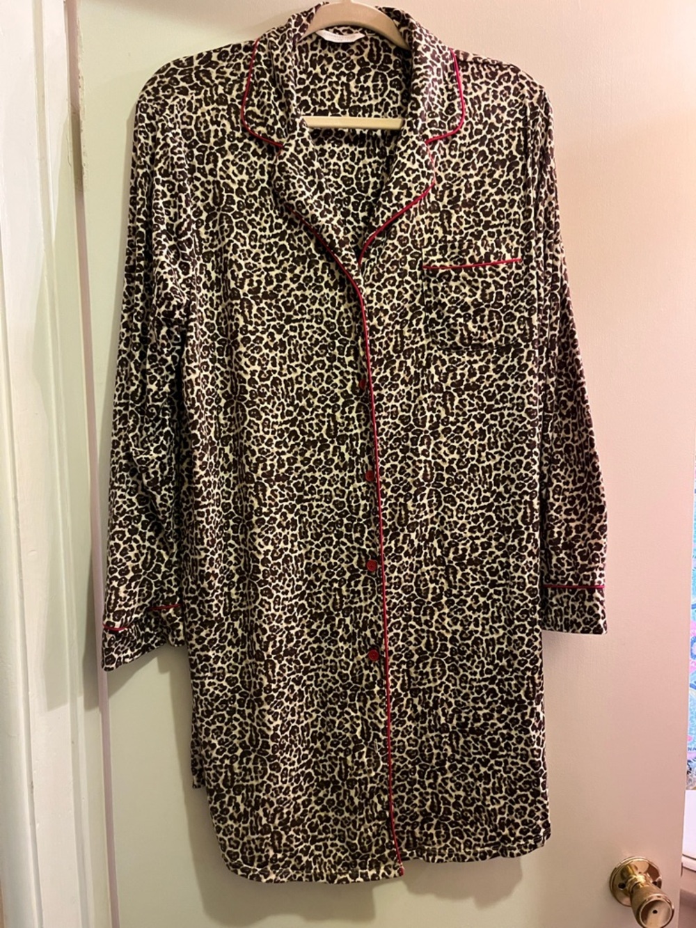 Charter Club Leopard-Print Nightshirt with Red Trim